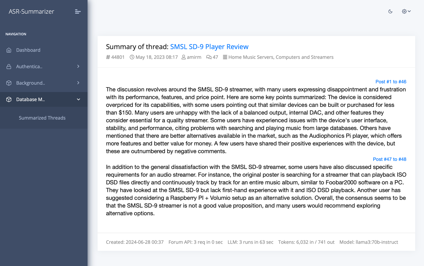 Summarizing Forum Threads Using Large Language Models